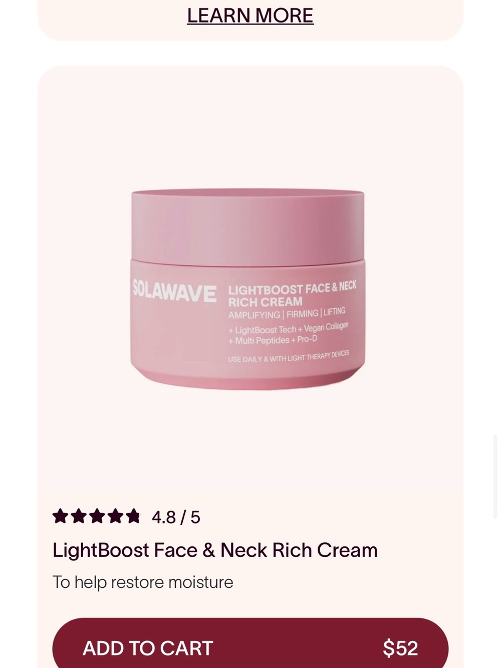 Solawave LightBoost Face & Neck Rich Cream